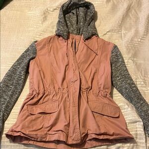 Women's Pink and Gray Hooded Jacket, Medium